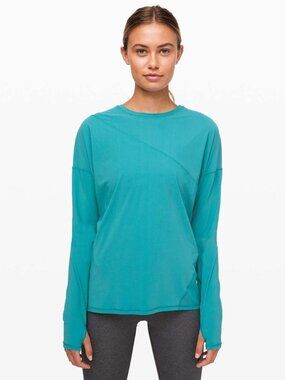 Lululemon Cross the Day Long Sleeve Ice Cave Teal 8